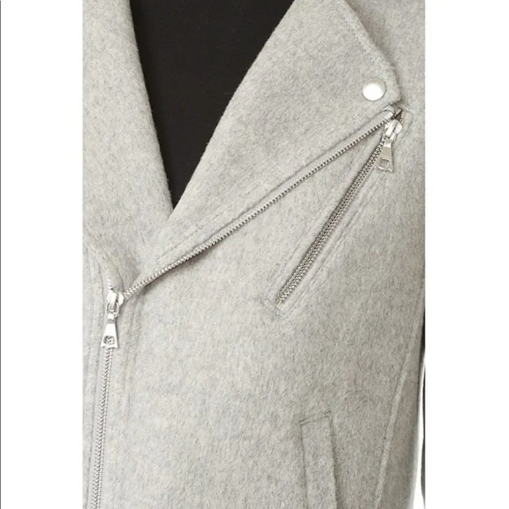 Theory Wool Cashmere Grey Tralsmin Moto Biker Jacket Size P/XS - Picture 4 of 13
